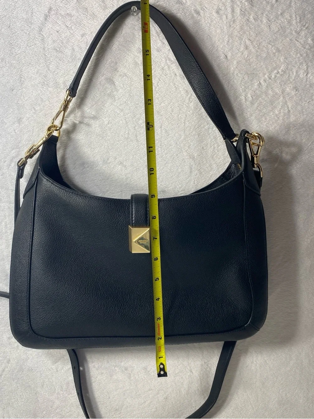 Kate Spade New York Deco Pebbled Leather Crossbody Small Tote Bag Black NWOT
